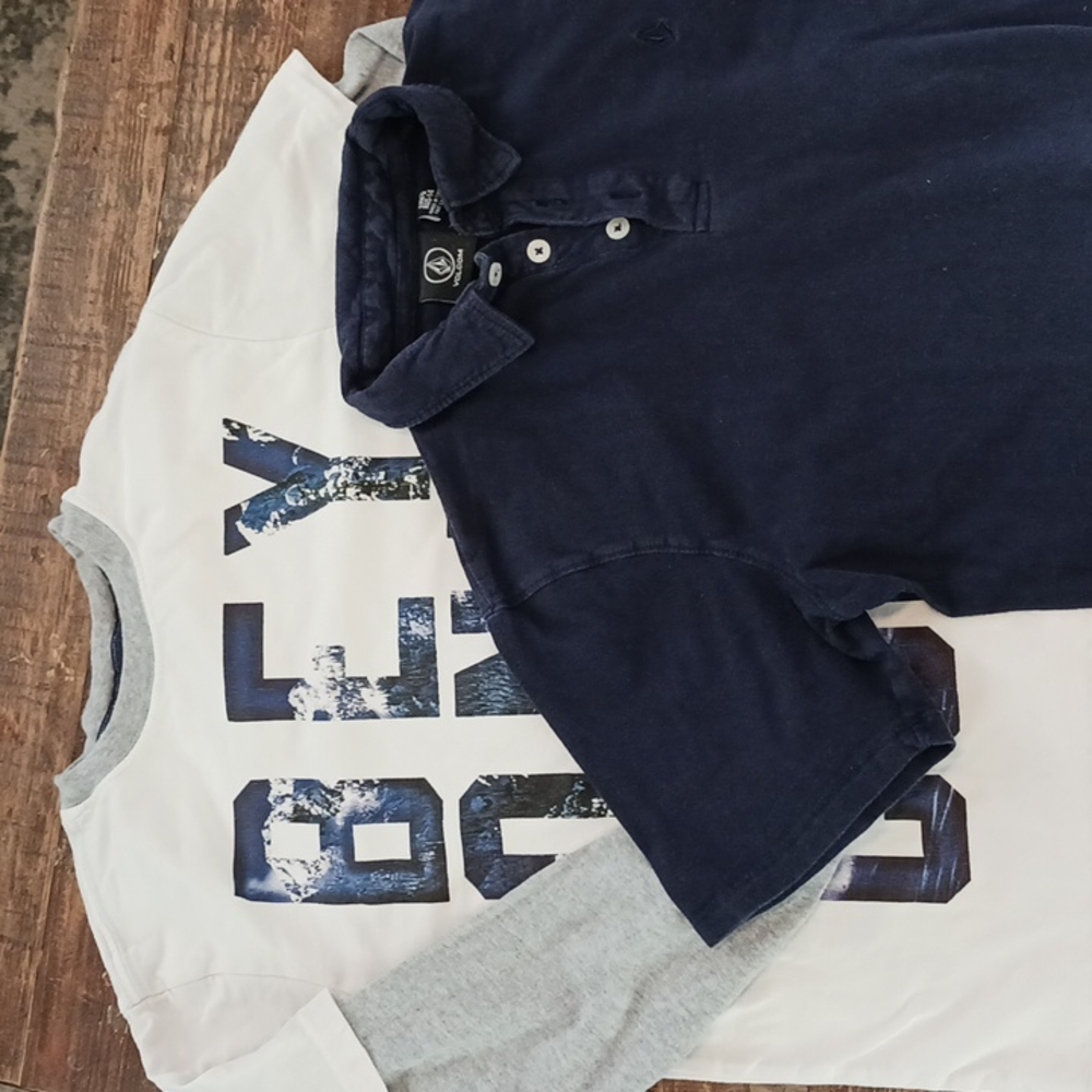 Volcom navy polo and Gymboree long sleeve T